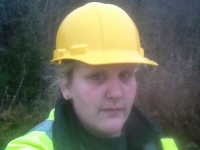 Jaimie Mason at the mudslide area on Friday, March 28.