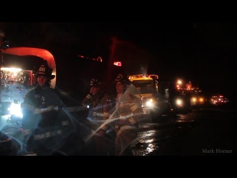 Firefighters &amp; utility crews responding to house fire / Lake Stevens, WA / March, 2, 2014