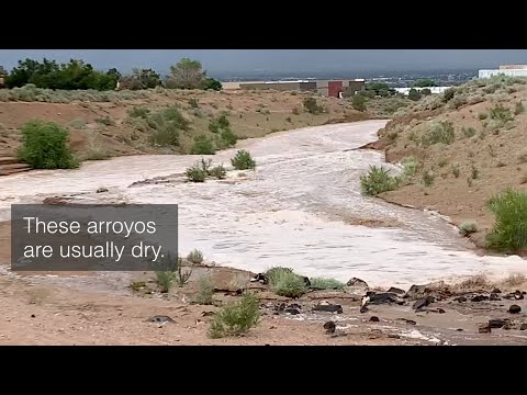 Torrential Rains, Flash Flooding in Albuquerque, NM (Arroyo Video)