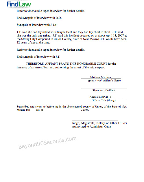 Arrest Warrant Affidavit