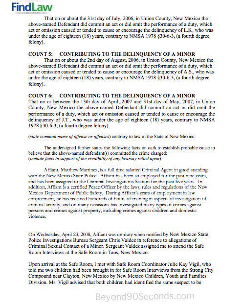 Arrest Warrant Affidavit