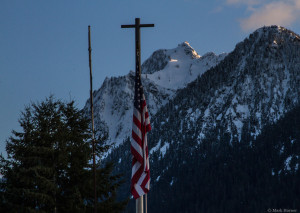 Darrington, WA at sunset on Saturday, March 23rd.